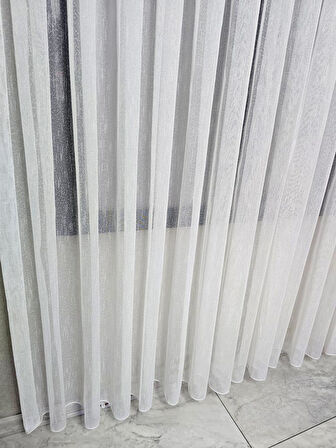 Nokta Çizgi Desenli Şık Tül Perde Ekru 1 e 3 Pileli ET5003SANTUK