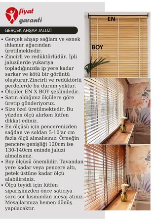 Beyaz Gerçek Ahşap Jaluzi 50mm Zincirli Redüktörlü Kurdelalı AJS1001
