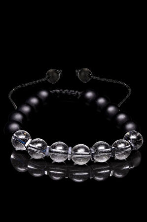 Sertifikalı Aa+ Kristal Kuvars - Oniks - Hematit Taşı Bileklik