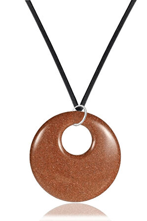 Sertifikalı Deri İpli Doğal Kahverengi Yıldız Taşı Kolye