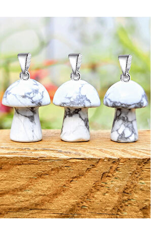 Sertifikalı Mantar Model Havlit Taşı Kolye - Gümüş Aparatlı