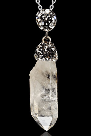 Sertifikalı Zirkon Taşlı Ham İşlenmemiş Kristal Kuvars Taşı Kolye