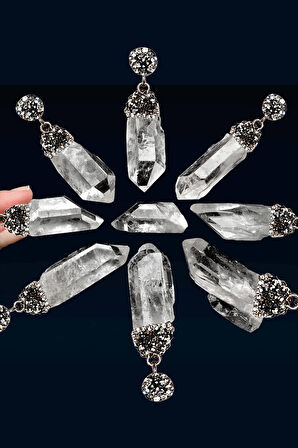 Sertifikalı Zirkon Taşlı Ham İşlenmemiş Kristal Kuvars Taşı Kolye
