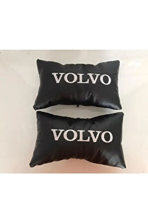 Volvo Nakışlı 1 Çift Deri Boyun Yastığı Ve 1 Çift Kemer Pedi