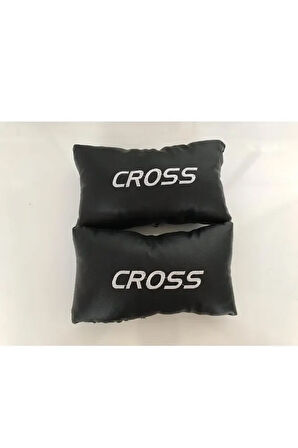 Fiat Egea Uyumlu Cross Nakışlı Deri Oto Boyun Yastığı Ve Kemer Pedi