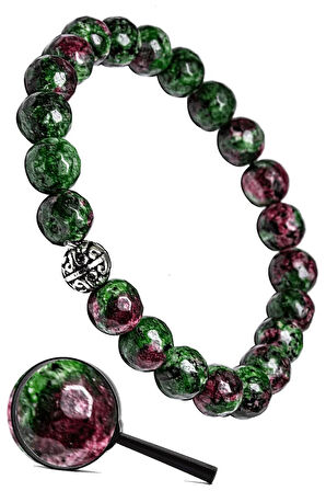 Sertifikalı Gümüş Aparatlı Fasetli Ruby Yakutlu Zoisite Anyolit Taşı Bileklik