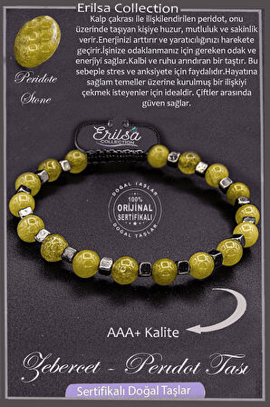 Sertifikalı AAA+ Kalite Gerçek Terahertz - Zebercet - Peridot Taşı Bileklik