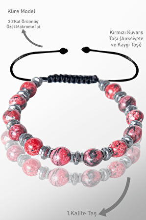 Sertifikalı Gerçek Hematit - Kırmızı Kuvars Taşı Bileklik  Ayarlamalı