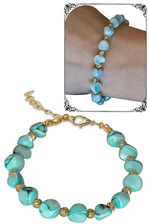 Sertifikalı Mavi Sedef Taşı Bileklik - Ayarlamalı