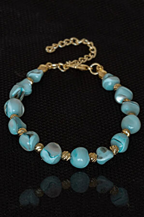 Sertifikalı Mavi Sedef Taşı Bileklik - Ayarlamalı