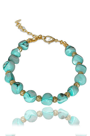 Sertifikalı Mavi Sedef Taşı Bileklik - Ayarlamalı