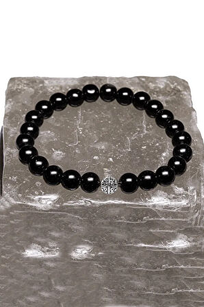 Sertifikalı A Kalite Shungite - Şungit Taşı Bileklik - Gümüş Aparatlı