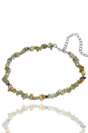 Sertifikalı Doğal Amazonit Kırık Taşlı Kolye