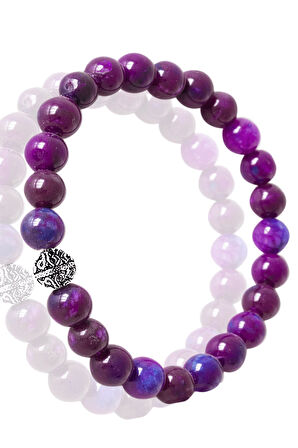 Sertifikalı Mor Akik Taşı Bileklik - Koyu Renk