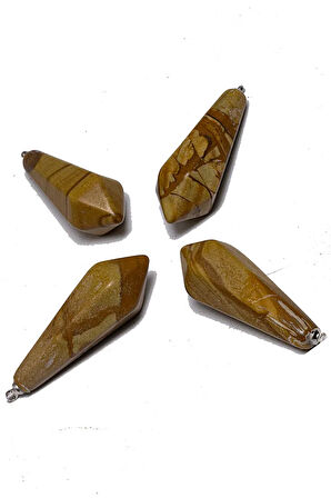 Sertifikalı Doğal Toprak Jasper Taşı Kolye (Gümüş Aparatlı)