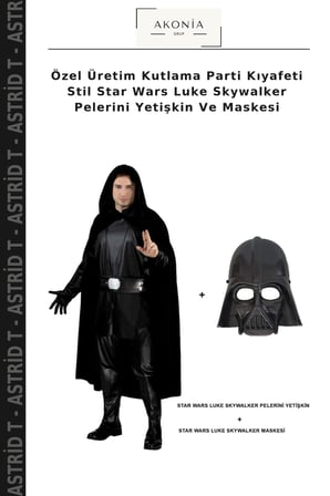 Özel Üretim Kutlama Parti Kıyafeti Stil Star Wars Luke Skywalker Pelerini Yetişkin Ve Maskesi