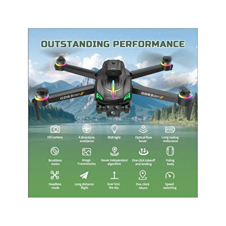 Ozmik GD83 4K Sabit Kameralı RGB LED Drone – 150 Metre Menzil, Brushless Motor, Ultra Stabil Uçuş