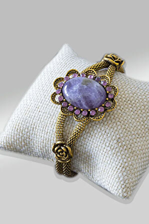 Sertifikalı Tilki Kuyruğu Model Ametist Taşı Bileklik - Ayarlamalı