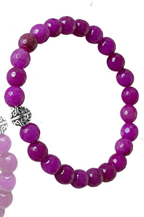 Sertifikalı Fasetli Sentetik Yakut Taşı Bileklik - Gümüş Aparatlı