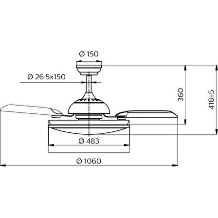 Philips  Atlas DC Fan ceiling Tavan Vantilatörlü Armatür,Açılır Kapanır Kanatlı,Kumandalı,Sarı Beyaz Işık