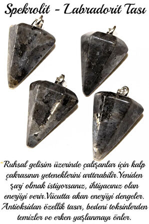 Sertifikalı Pandül Model Labradorit (Spekrolit) Taşı Kolye