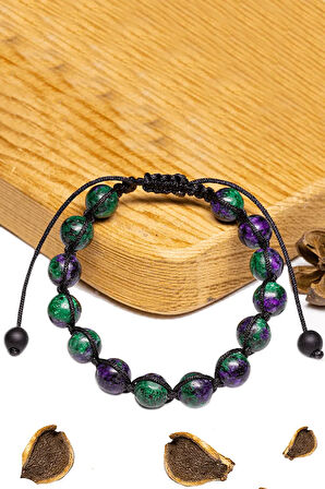 Sertifikalı Ruby Zoisite - Anyolit Taşı Bileklik - Makrome