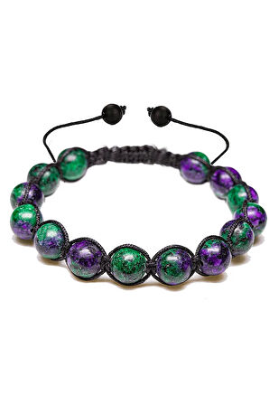 Sertifikalı Ruby Zoisite - Anyolit Taşı Bileklik - Makrome