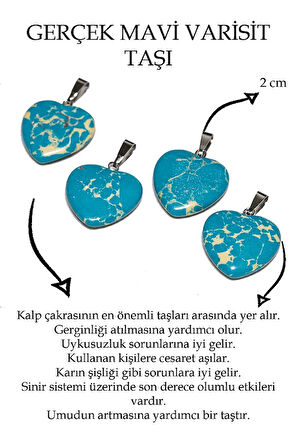 Sertifikalı Kalp Kesim Mavi Varisit Taşı Kolye