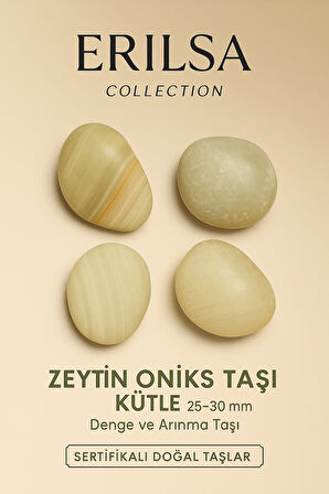 Sertifikalı Zeytin Oniks Taşı Kütle 25–30 mm – Denge ve Arınma Taşı Doğal Enerji Taşı
