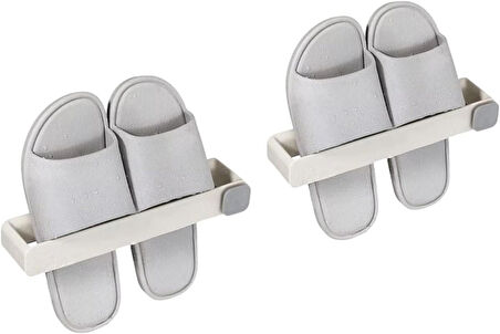 Microcase Yapışkanlı Terlik Askılığı Çok Fonksiyonlu Portatif Terlik Havlu Rafı - BEYAZ (FİLDİŞİ) AL4932 2 Adet