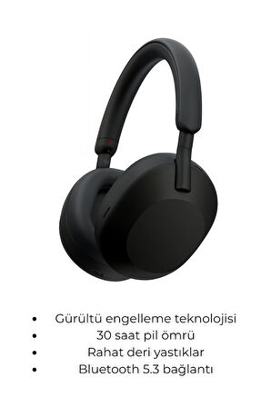Kablosuz Bluetooth Kulaklık – Gürültü Engelleme, 30 Saat Pil Ömrü, Konforlu Deri Yastık