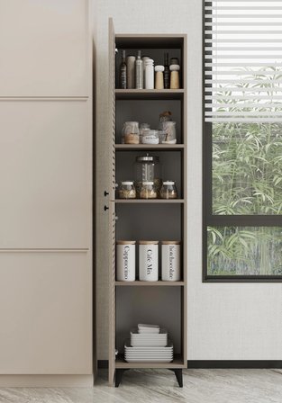 Lidya Panjur Kapaklı Kumtaşı Bej Çok Amaçlı Dolap - Banyo - Kiler - Mutfak Dolabı (100% MDF)