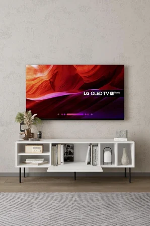 Umay Beyaz 120 cm TV Ünitesi (100% MDF&Metal Ayak)