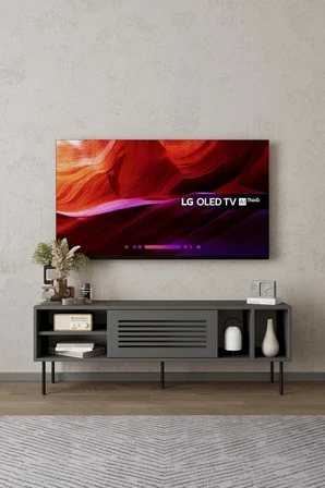 Umay Gri 120 cm TV Ünitesi (100% MDF&Metal Ayak)