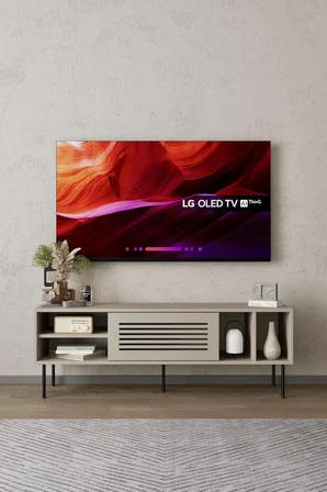 Umay Kumtaşı Bej 120 cm TV Ünitesi (100% MDF&Metal Ayak)