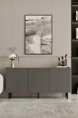 Hitit Konsol Gri 140 cm (100% MDF) Metal Ayak