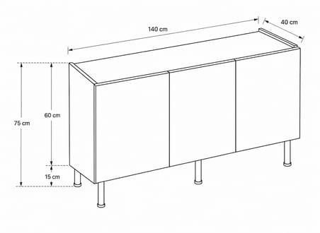 Hitit Konsol Kumtaşı Bej 140 cm (100% MDF) Metal Ayak