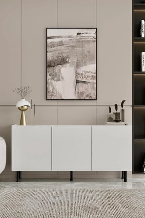 Hitit Konsol Beyaz 160 cm (100% MDF) Metal Ayak