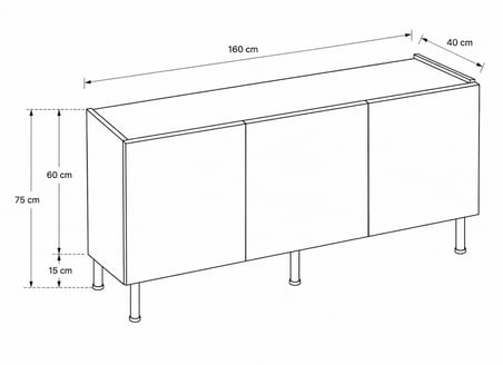 Hitit Konsol Gri 160 cm (100% MDF) Metal Ayak