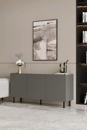 Hitit Konsol Gri 175 cm (100% MDF) Metal Ayak