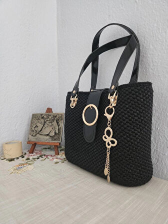 Gucci Model, Gold Detaylı,  Metalik Siyah,  Kadın El Çantası  Siyah