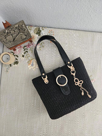 Gucci Model, Gold Detaylı,  Metalik Siyah,  Kadın El Çantası  Siyah