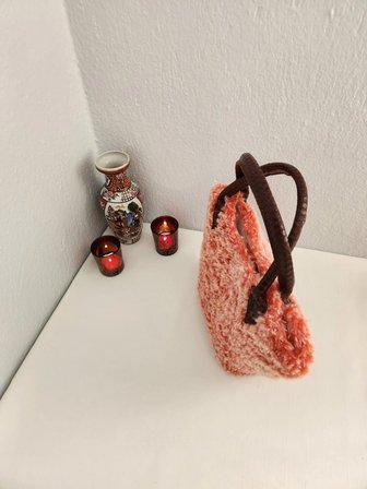 Zara Model Kanvas, Kırmızı Melanj, Peluş, Kadın El Çantası 