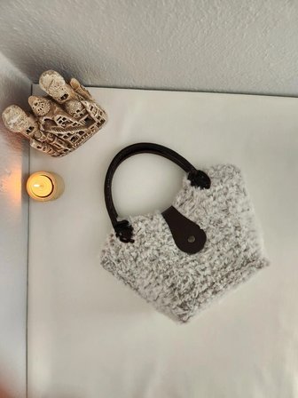 Zara Model Kanvas, Kahve- Beyaz, Peluş Kadın El Çantası Kahverengi