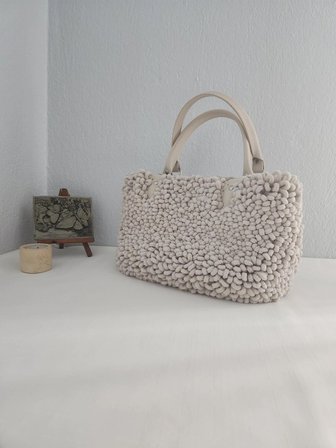 Puffy, Taş Rengi, , Peluş, Kadın El Çantası 