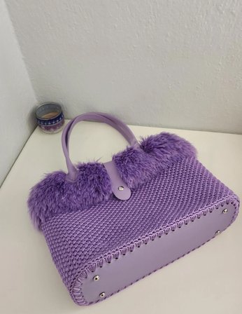Lilac, Kürk Detaylı, Büyük Boy Kadın Omuz Çantası