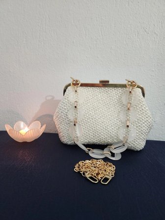 Sunshine, Gold Burslu, Akrilik Saplı ,zincir Askılı, Şeffaf El Çantası