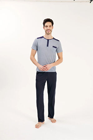 VİSKON KUMAŞ ERKEK 3'LÜ PJAMA TAKIMI