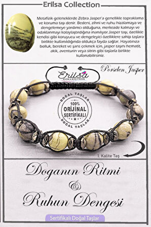 Sertifikalı AAA+ Kalite Doğal Porselen Jasper Taşı Bilekleklik - Doğanın Ritmi Ruhun Dengesi
