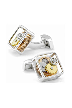 Erkek Gümüş Çerçeveli Saat Dişlisi Kol Düğmesi Fhjlqsuv